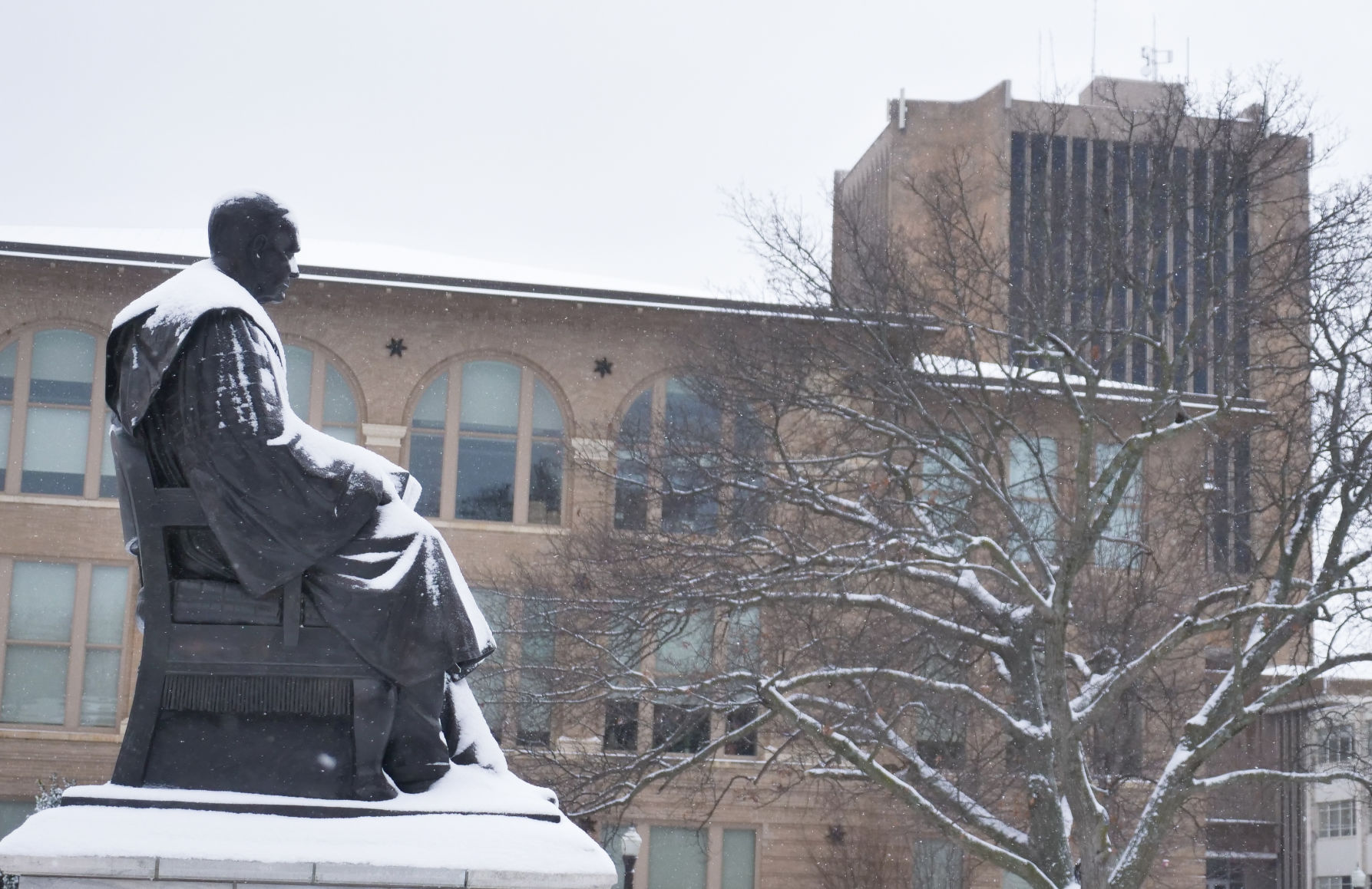 Statue in snow
